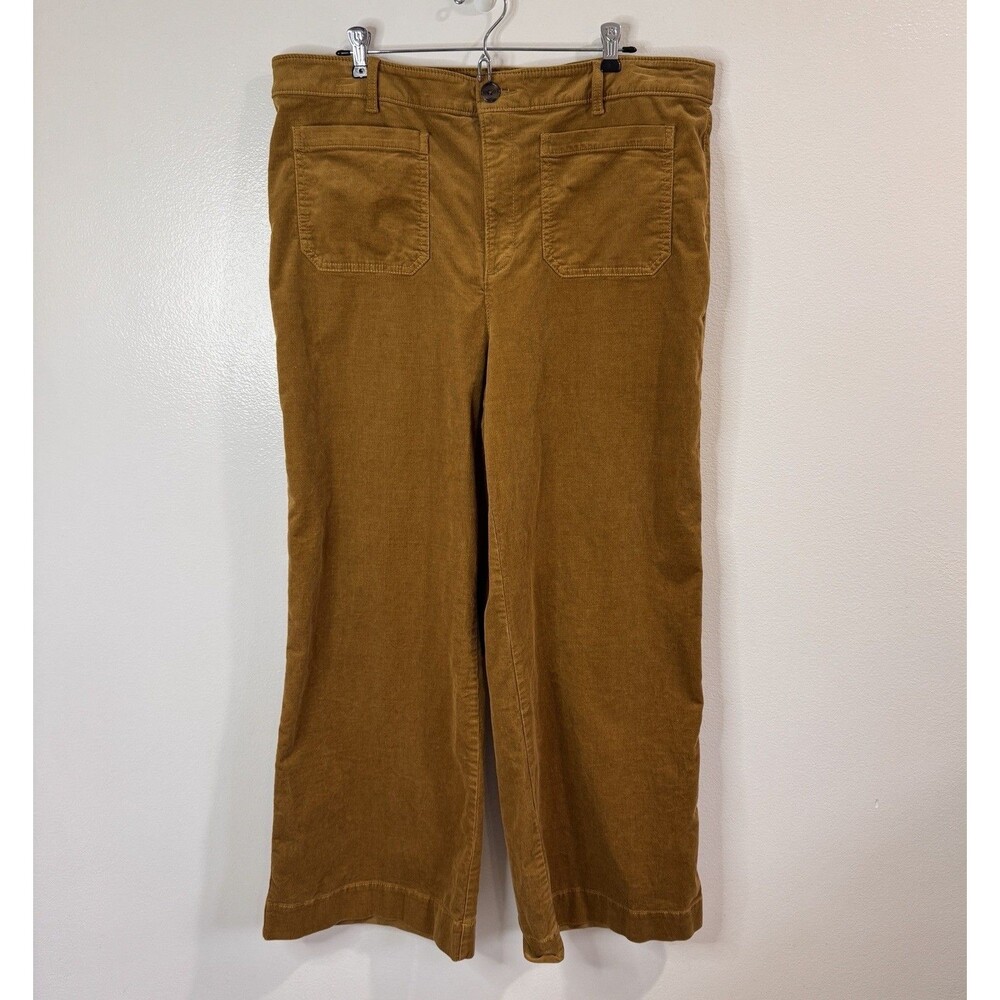 Ann Taylor LOFT Pants 16 The Palmer Wide Leg Corduroy Brown Cotton Stretch